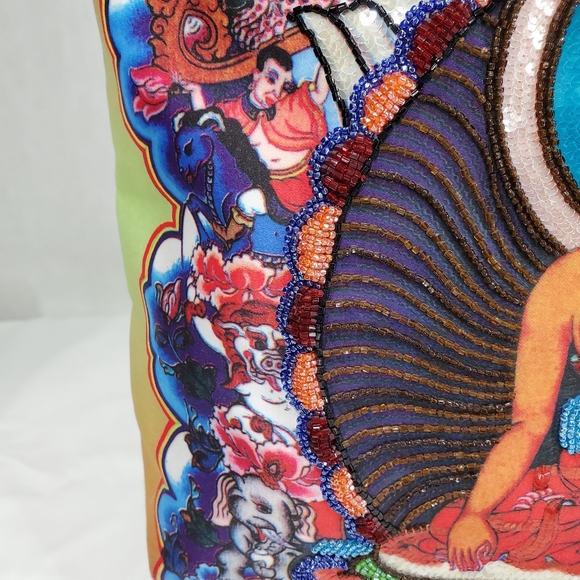 Isabella Fiore VINTAGE Buddha Shakyamuni Beaded Handbag/Tote - Picture 7 of 16